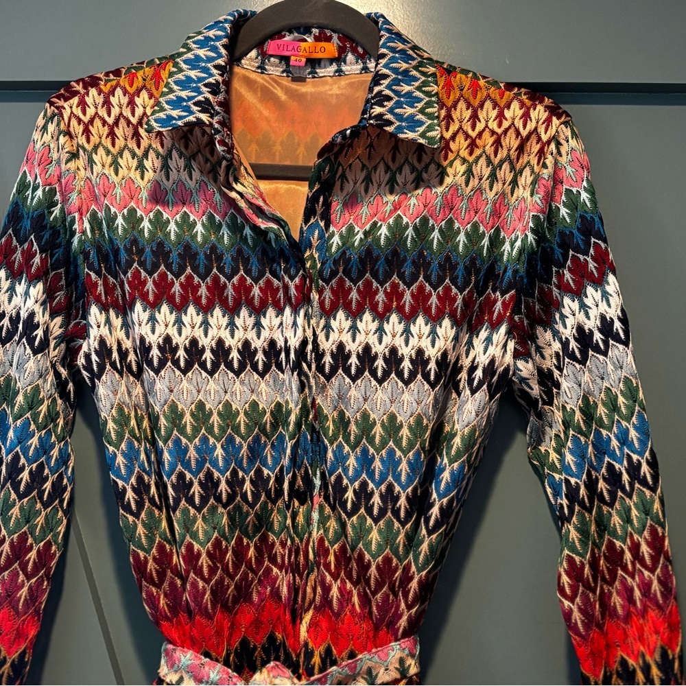 Vilagallo Multicolor Chevron-Pattern Long Sleeve … - image 3